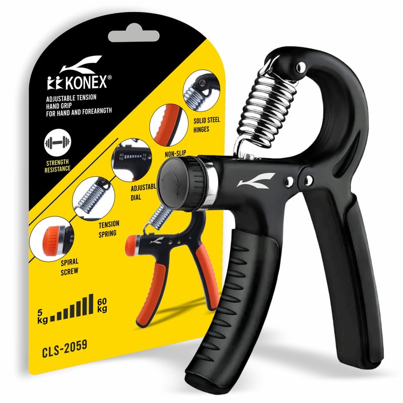 KONEX Adjustable Hand Gripper Strengthener for Men & Women | Hand Exercise Equipment for Home and Gym Workouts (Without Counter, Black) - Image 1